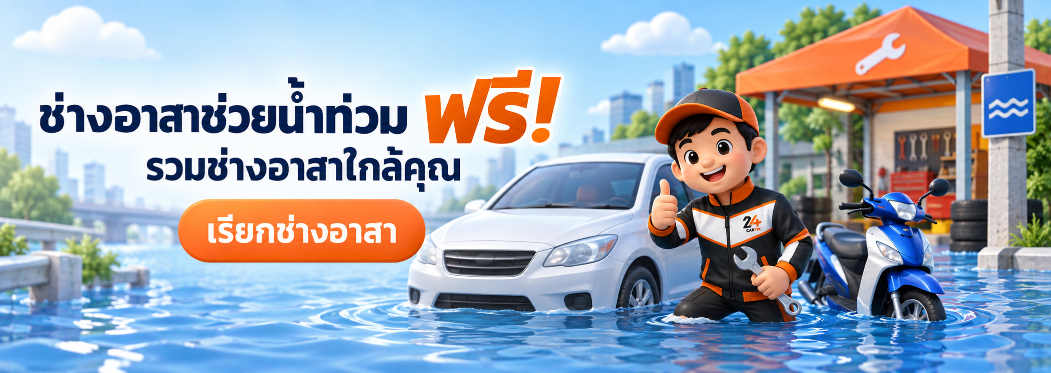 ช่างอาสาช่วยเหลือน้ำท่วม